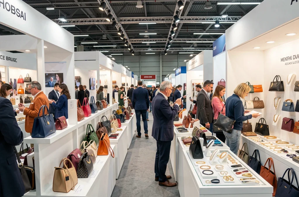 Allée de salon professionnel consacré aux accessoires de mode