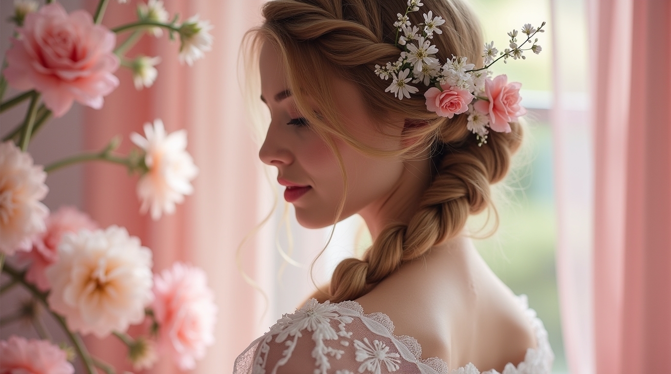 tresse et fleurs